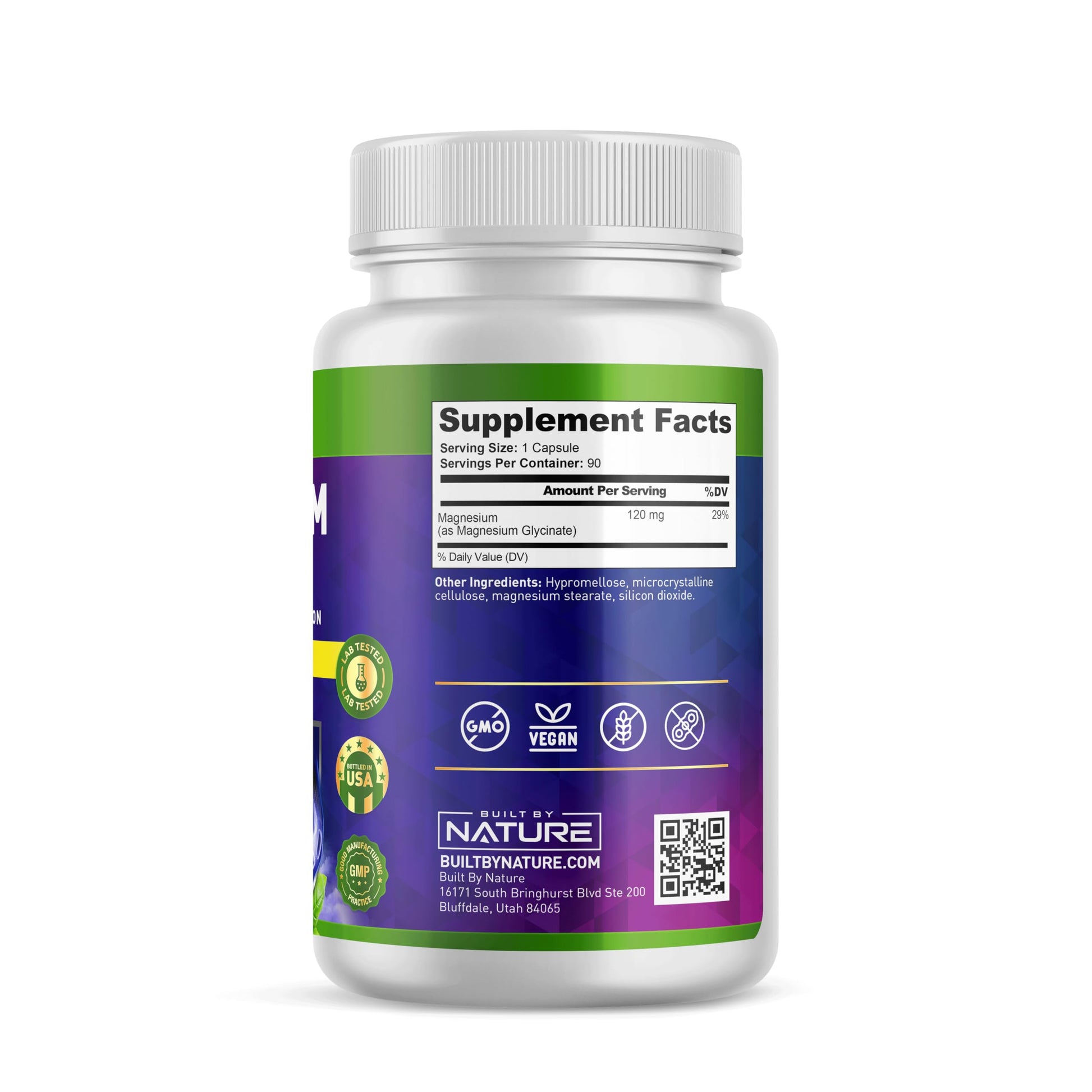 Built By Nature Magnesium Glycinate - Chelated for High Absorption – Supplement to Support Sleep, Muscle, Heart & Nerve Health - 120 mg Magnesium per Serving/Capsule - 90 Capsules Built by NatureBuy Supplements Australia