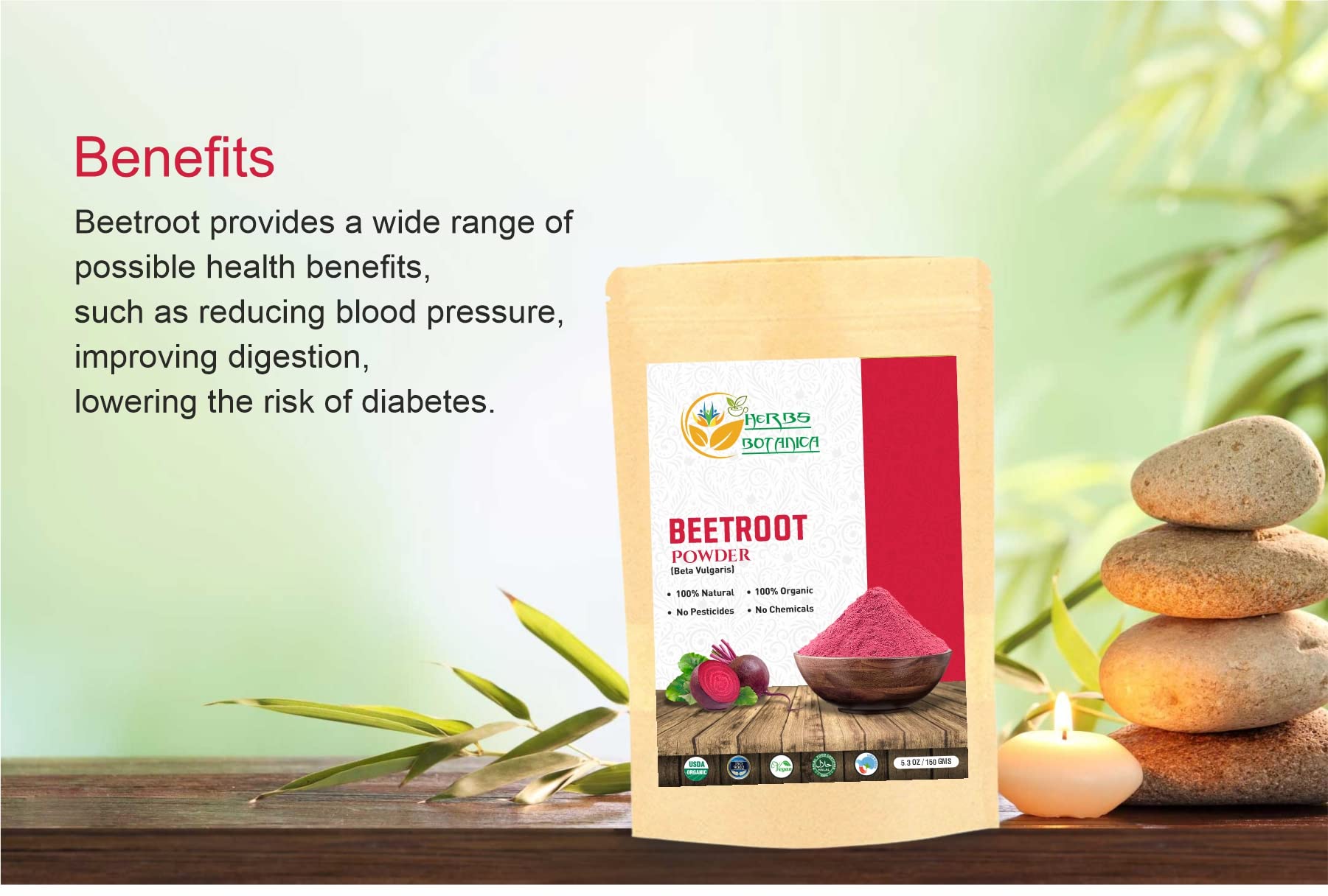 Herbs Botanica Beetroot Powder Organic for Baking and Smoothies | Nitric Oxide Suppement Herbs BotanicaBuy Supplements Australia