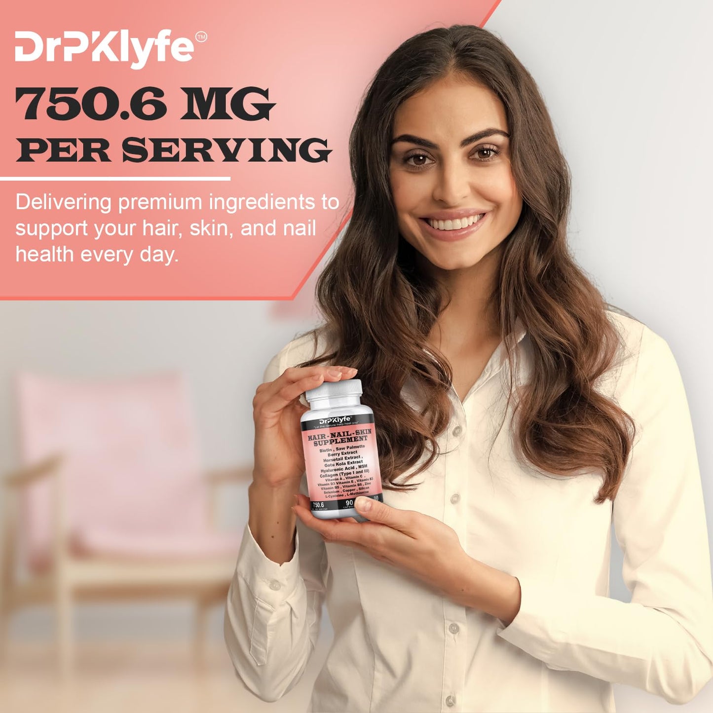 DrPKLyfe Hair, Nail and Skin Supplement Capsules:Biotin, Collagen, Collagen Peptides, Acid Hyaluronic, Biotin, Vitamin A, C, B5, B6 Saw Palmetto & More - 90 Capsules. DrPKLyfeBuy Supplements Australia