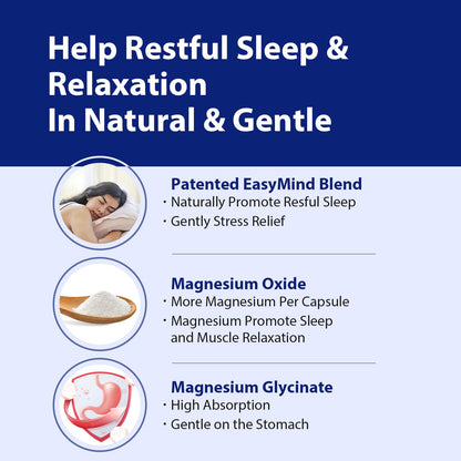 PureBotan Magnesium Oxide and Glycinate Extra Strength, Natural Sleep Aid Supplement EasyMind, High Absorption, Restful Sleep & Relaxation, Cortisol Lower, Natural-Gentle, Melatonin Free, 60 Capsules PureBotanBuy Supplements Australia