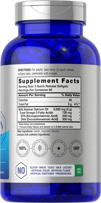 Wild Alaskan Salmon Fish Oil | 180 Softgel Capsules | Gluten Free, Non-GMO | High Potency HorbäachBuy Supplements Australia