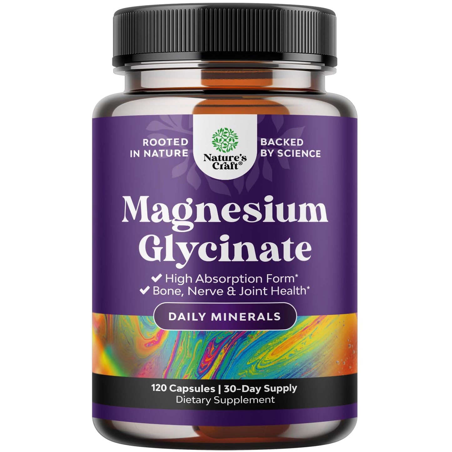 Pure Magnesium Glycinate Supplement 500mg - Magnesium for Sleep and Rest Capsules for Men & Women - Unflavored Vegan High Absorption Pills for Relaxation Support - 120 Count Natures CraftBuy Supplements Australia