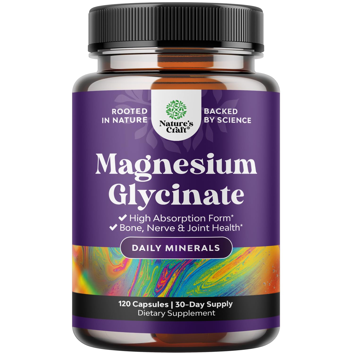 Pure Magnesium Glycinate Supplement 500mg - Magnesium for Sleep and Rest Capsules for Men & Women - Unflavored Vegan High Absorption Pills for Relaxation Support - 120 Count Natures CraftBuy Supplements Australia