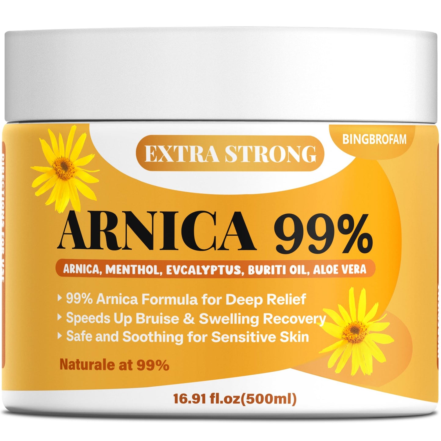 Bingbrofam Arnica Cream 99% Extra Strength Gel Pain Relief for Fast Healing Thin Skin, Seniors Bruises with Menthol, Swelling, Soothing Massage, 16.9 Oz BingbrofamBuy Supplements Australia