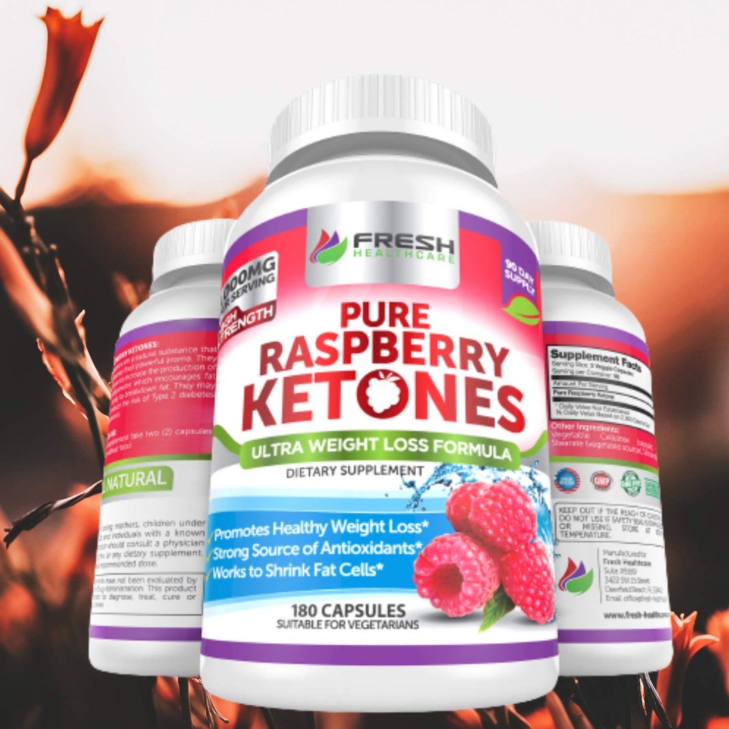 FRESH HEALTHCARE Pure 100% Raspberry Ketones Max 1000mg Per Serving - 3 Month FRESH HEALTHCAREBuy Supplements Australia