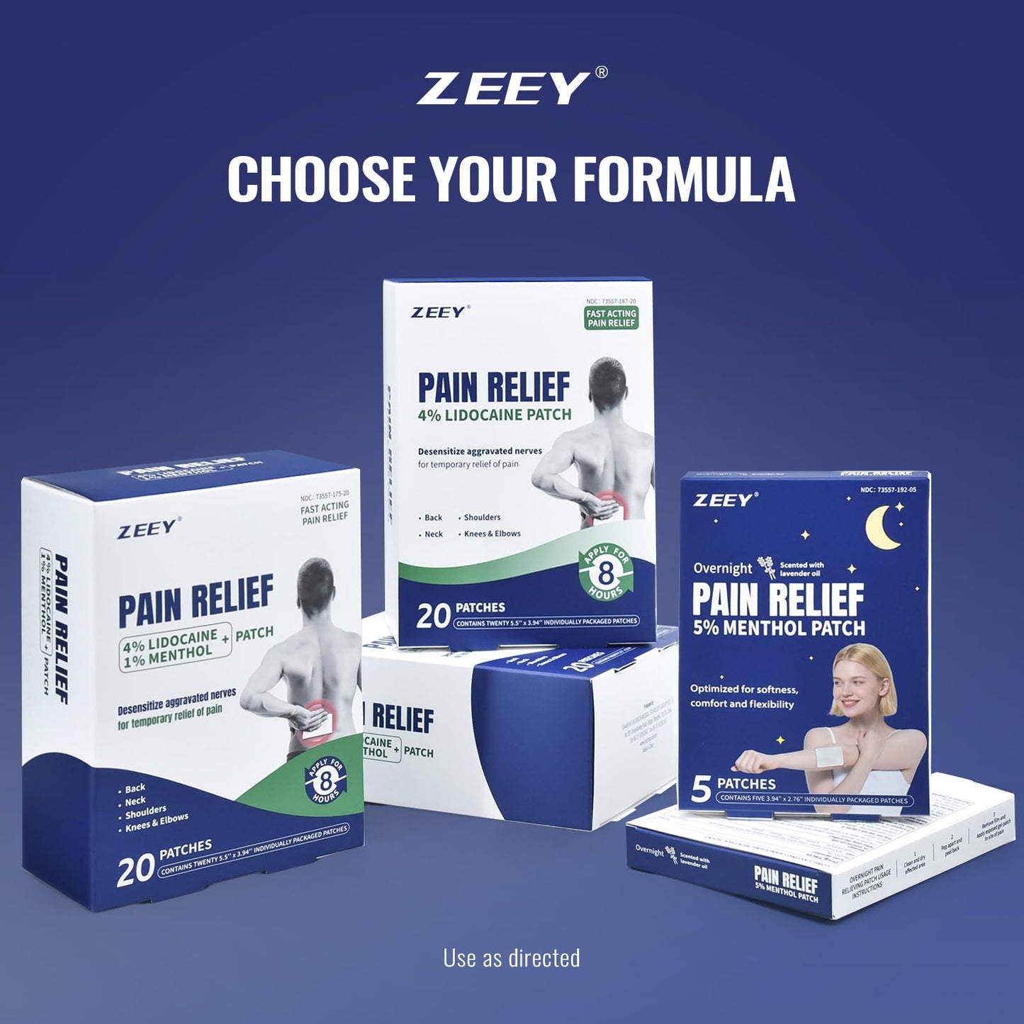 ZEEY 4% Lidocaine Pain Relief Patches, Maximum Strength OTC, for Back, Knee, Neck, Shoulders, Joints, Muscle Soreness, Fast Acting, Topical Anesthetic, Large Gel Patch, 5.5" x 3.94", 20Ct ZEEYBuy Supplements Australia