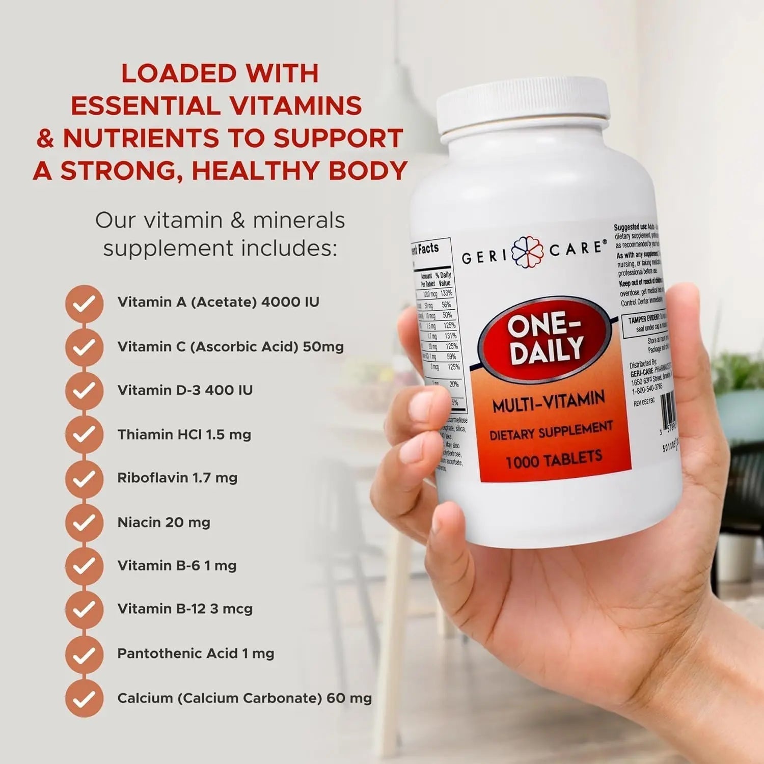 GeriCare Multivitamin Supplement Tablets, (Bottle of 1000) GeriCare