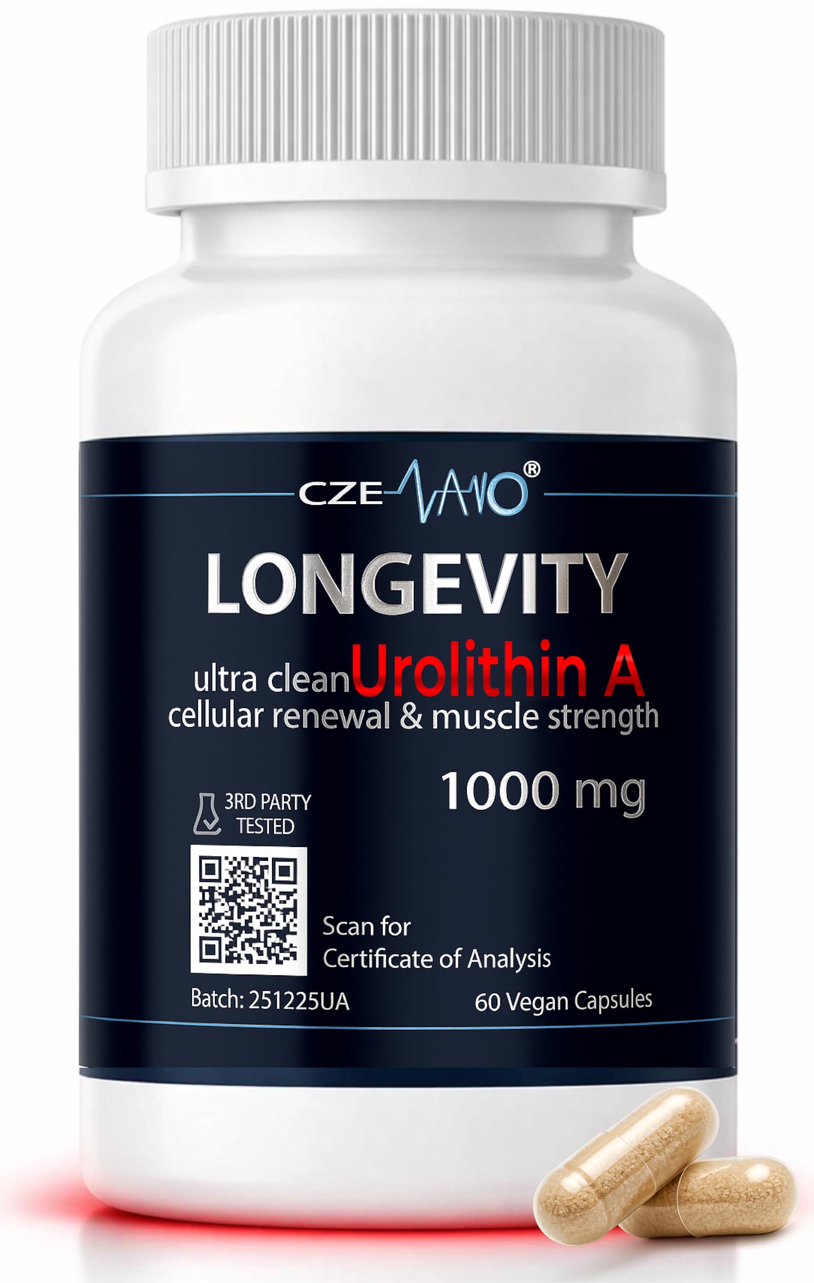 CzeNano Longevity – Ultra-Pure Urolithin A Supplement 1000 mg | Mitochondrial Support, Cellular Energy & Muscle Strength | Third-Party Tested COA | 60 Vegan Capsules CzeNanoBuy Supplements Australia