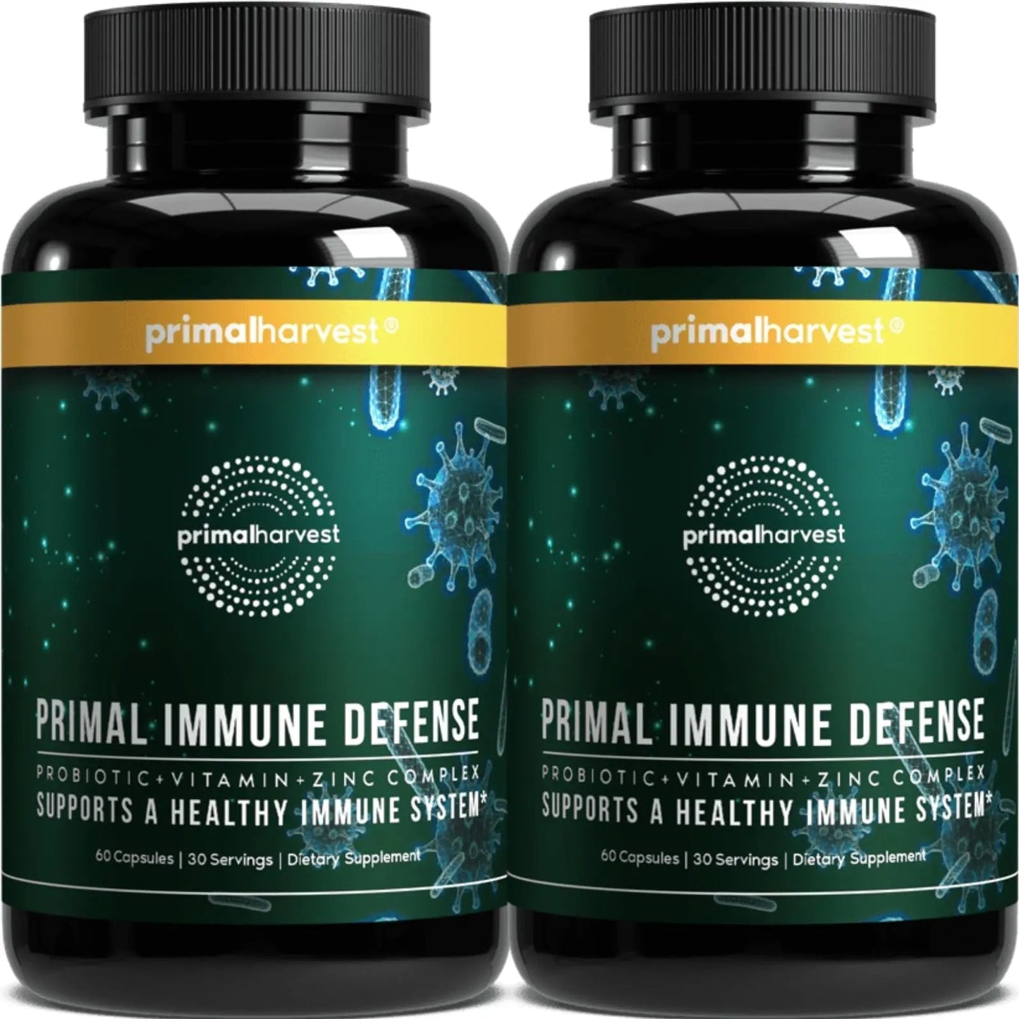 Primal Harvest Primal Immune Defense: 10-in-1 Immune Support with Probiotics, Zinc, Vitamins C, B6, D3 & K2 Primal Harvest