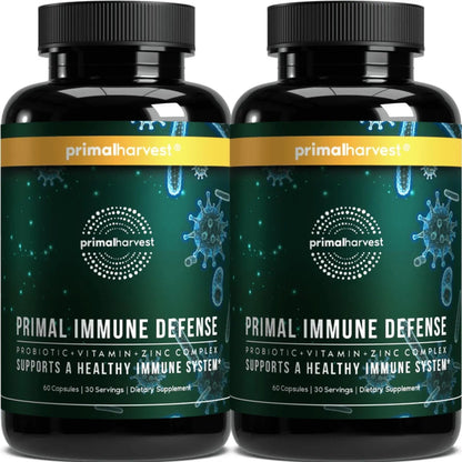 Primal Harvest Primal Immune Defense: 10-in-1 Immune Support with Probiotics, Zinc, Vitamins C, B6, D3 & K2 Primal Harvest