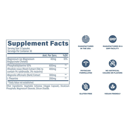Revive MD Cortisol Manager, 90 Vegetarian Capsules - Cortisol Supplement w/Magnesium & L-Theanine Support Health, Focus, Energy, Fatigue, & Adrenal Gland Function - Vegan & Gluten-Free (30 Servings) ReviveBuy Supplements Australia
