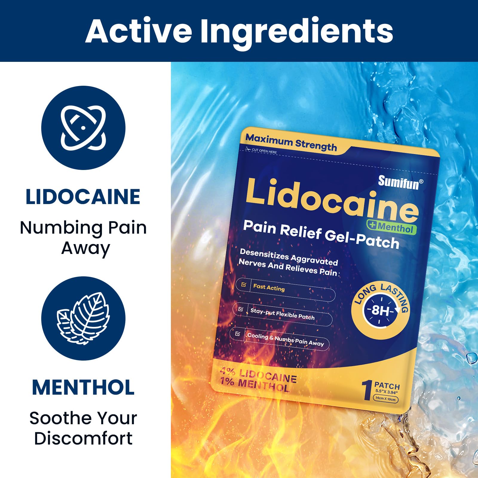 Sumifun 4% Lidocaine Patches Plus 1% Menthol - 15 Counts Maximum Strength OTC Pain Relief Patches for Back Ache Stiff Neck Joint Pain Muscle Soreness Topical Analgesic SumifunBuy Supplements Australia