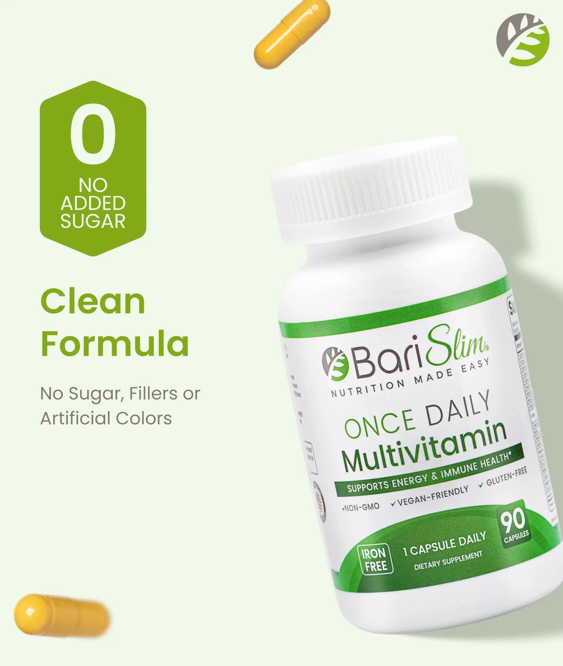BariSlim Once Daily Bariatric Multivitamin Capsule - Iron-Free Formula - Bariatric Vitamin and Supplement for Post Surgery BariSlim