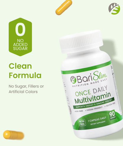 BariSlim Once Daily Bariatric Multivitamin Capsule - Iron-Free Formula - Bariatric Vitamin and Supplement for Post Surgery BariSlim
