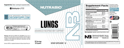NutraBio Lungs Supplement - Blend of Immuno-LP20 and Natural Extracts to Help Support Respiratory & Immune Health - 90 Capsules NutraBioBuy Supplements Australia