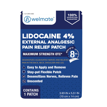 WELMATE - 4% Lidocaine Numbing Patch - Maximum Strength - Temporary Relief of Pain, Back, Neck, Shoulders, Knees, Elbows, Minor Skin Irritations - Topical Analgesic Unscented - 30 ct WELMATEBuy Supplements Australia