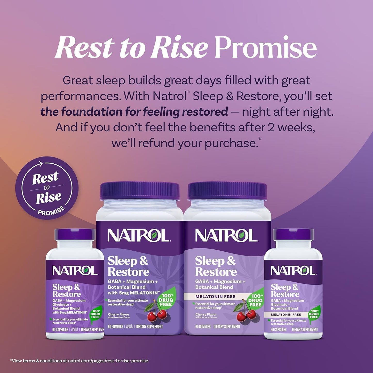 Natrol Sleep & Restore Magnesium Glycinate Blend Gummies, Magnesium for Sleep Aids for Adults, Melatonin-Free, Cherry Flavored, 30 Day Supply, 60 Gummies (Pack of 2) NatrolBuy Supplements Australia