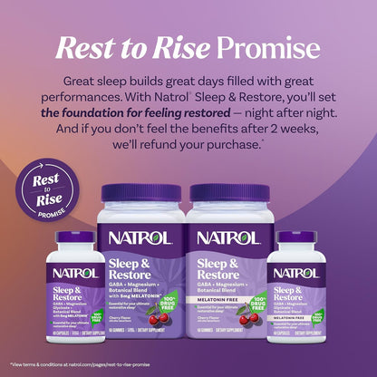 Natrol Sleep & Restore Magnesium Glycinate Blend Gummies, Magnesium for Sleep Aids for Adults, Melatonin-Free, Cherry Flavored, 30 Day Supply, 60 Gummies (Pack of 2) NatrolBuy Supplements Australia