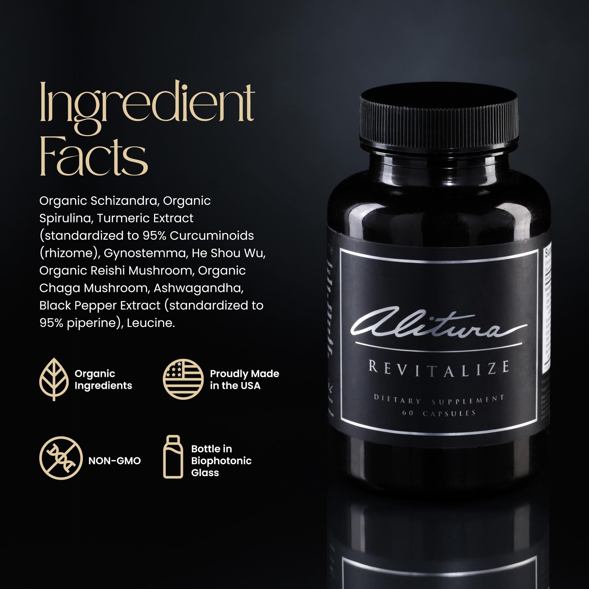 Alitura Revitalize – Organic Ashwagandha & Turmeric Supplement – Natural Energy, Mood & Recovery Support for Men & Women – Adaptogenic Herbs for Daily Wellness – 60 Capsules AlituraBuy Supplements Australia