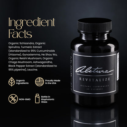 Alitura Revitalize – Organic Ashwagandha & Turmeric Supplement – Natural Energy, Mood & Recovery Support for Men & Women – Adaptogenic Herbs for Daily Wellness – 60 Capsules AlituraBuy Supplements Australia
