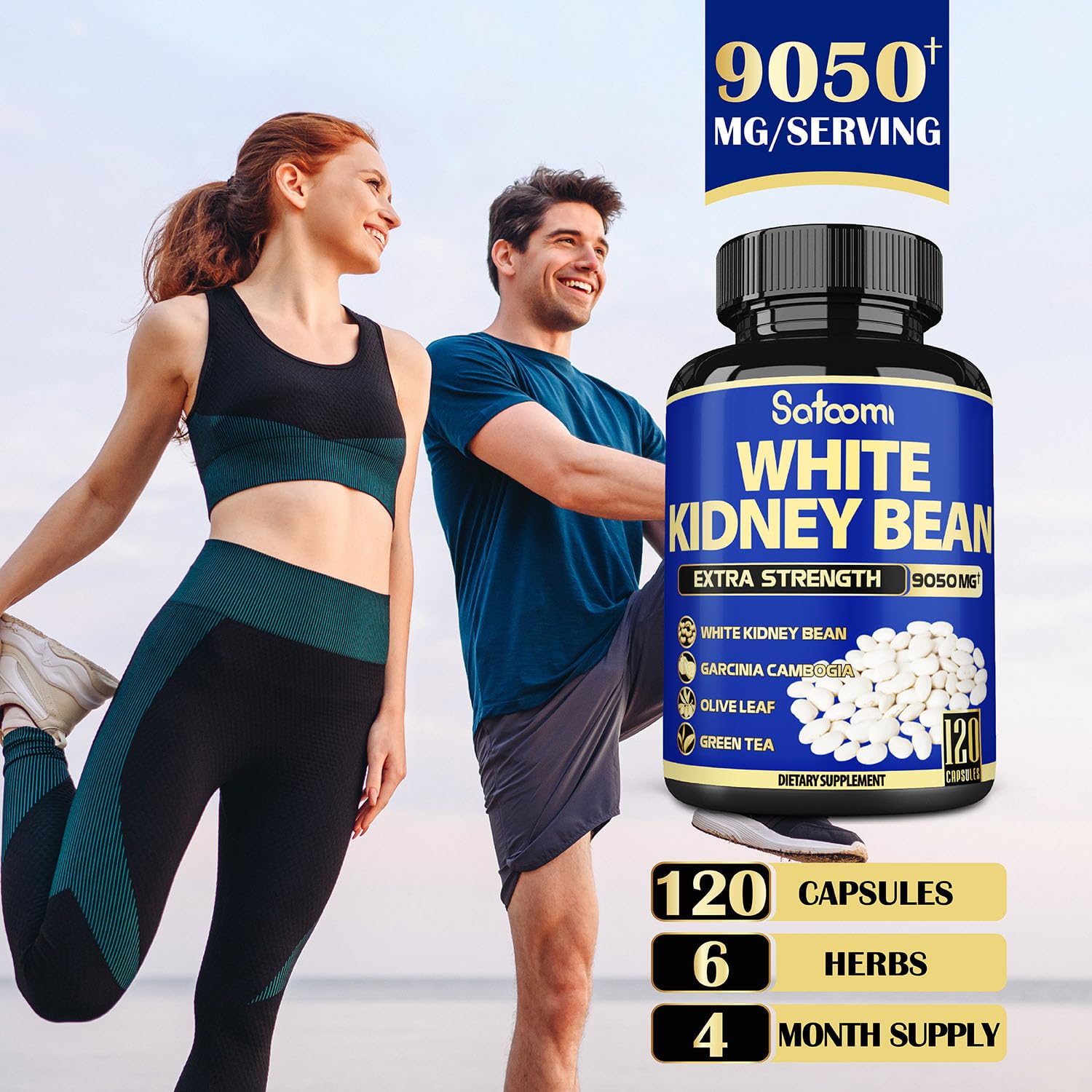 6in1 White Kidney Bean Extract Capsules 9050 Mg - with Garcinia Cambogia, Olive Leaf SatoomiBuy Supplements Australia