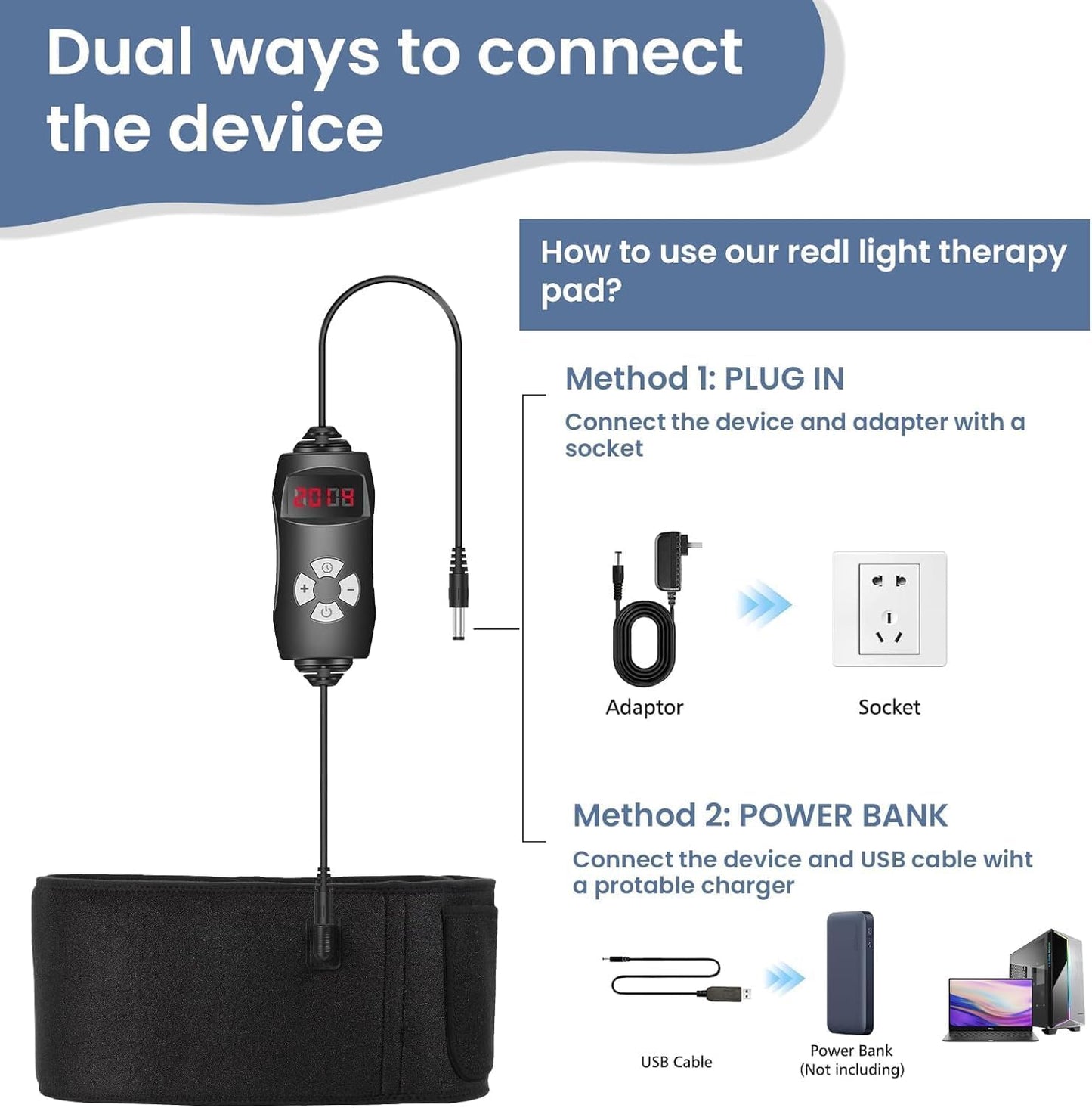 Red Light Therapy Belt - Near Infrared Light Therapy & Red Light Therapy for Body,660nm&850nm AdrxmexnaBuy Supplements Australia