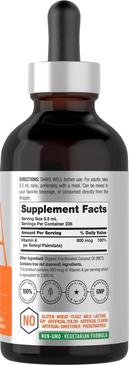 Horbäach Vitamin A Liquid | 4 fl oz | Supplement with Organic Fractionated Coconut Oil | Non-GMO, Gluten Free HorbäachBuy Supplements Australia