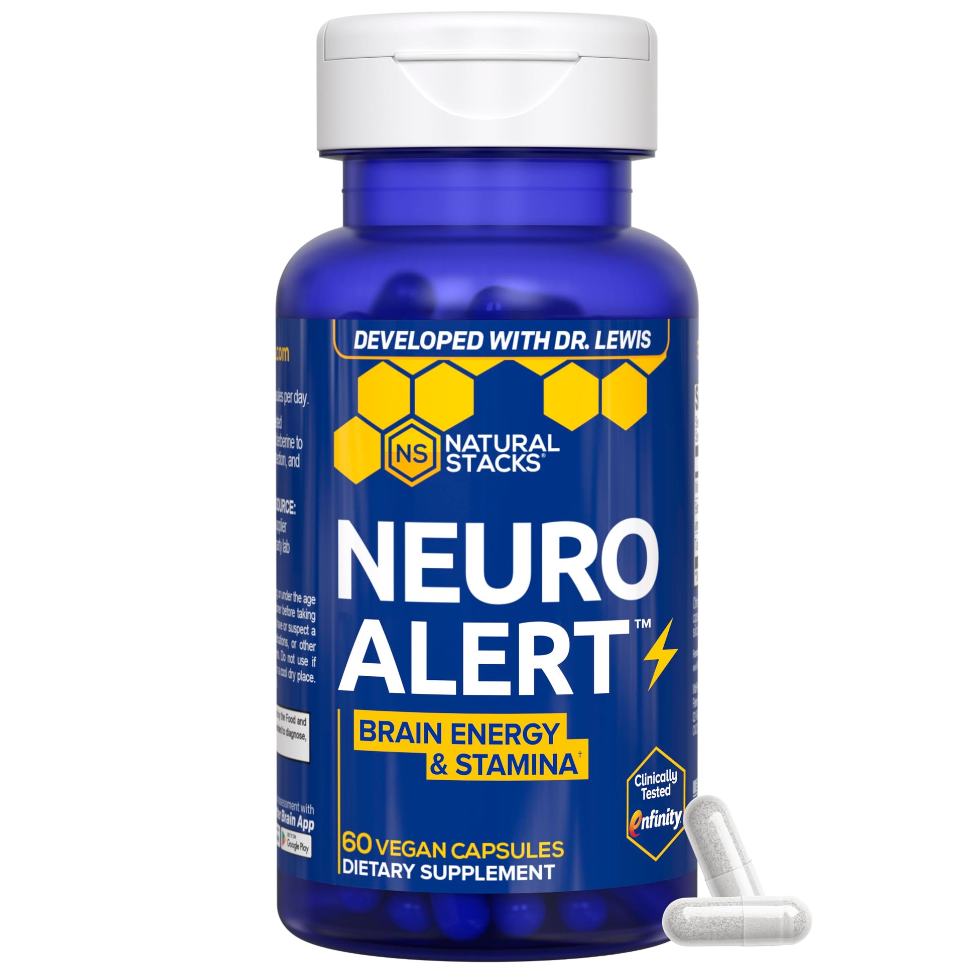 NATURAL STACKS NeuroAlert - 200mg Paraxanthine Energy Supplement - Caffeine Free Focus w/ 500mg L-Tyrosine & 100mg L-Theanine - 10mg NADH for Cellular Energy Support - 60 Paraxanthine Capsules NATURAL STACKSBuy Supplements Australia