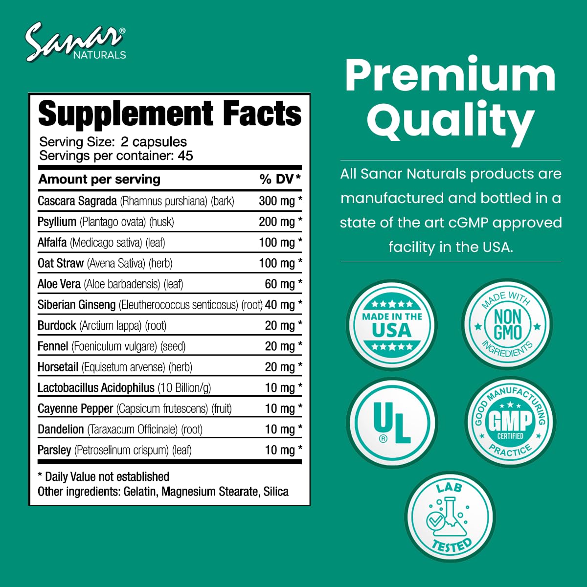 Sanar Naturals Colon Cleanser - Herbal Blend with Probiotics and Fibers - Digestive Health Sanar NaturalsBuy Supplements Australia