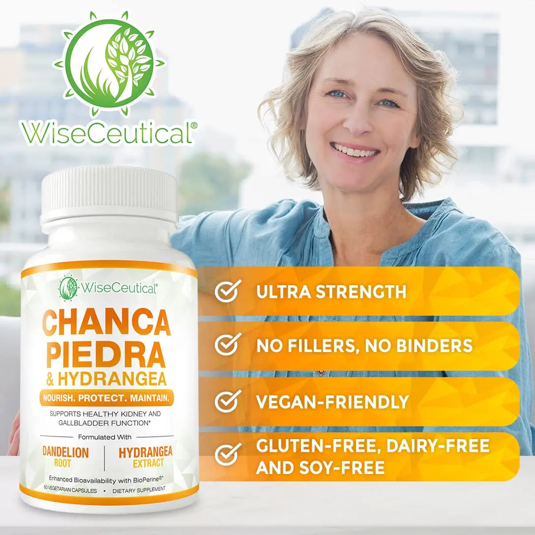 Max Strength Chanca Piedra, Hydrangea & Dandelion Root - Natural Kidney & Gallbladder Formula - Stone Breaker, Flush Impurities, Cleanse Urinary Tract - Enhanced with BioPerine. 60 Veggie Capsules. WiseceuticalBuy Supplements Australia