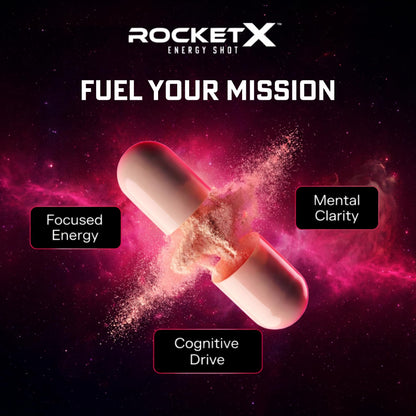 RocketX Dopamine Tech Brain Food Supplement, with L-Tyrosine and B Vitamins for Focus, Mental Clarity and Cognitive Drive, Vegan Capsules, 90 Capsules RocketX EnergyBuy Supplements Australia