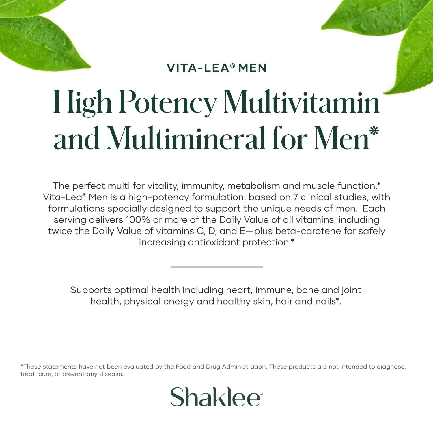 Shaklee - Vita-Lea® Men High Potency Multivitamin and Multimineral - Supports Heart, Immune, Bone, and Joint Health ShakleeBuy Supplements Australia