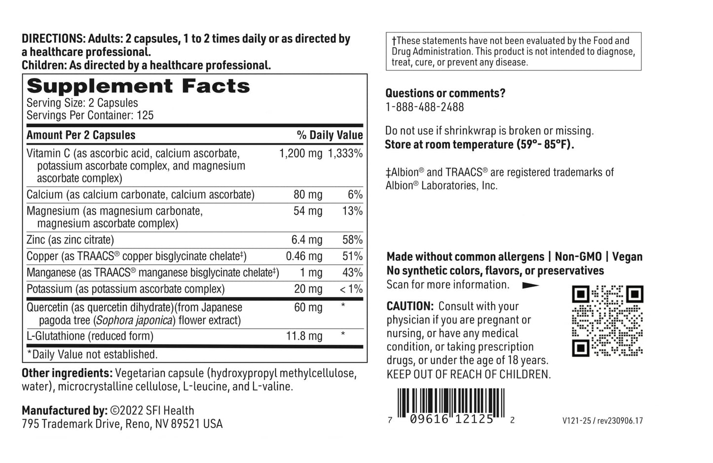 SFI Health Klaire Labs Buffered Vitamin C Capsules with Quercetin Bioflavonoids & L-Glutathione to Support Immune Function & Antioxidant Protection - Hypoallergenic & Gentle on Stomach (250 Capsules) SFI HealthBuy Supplements Australia