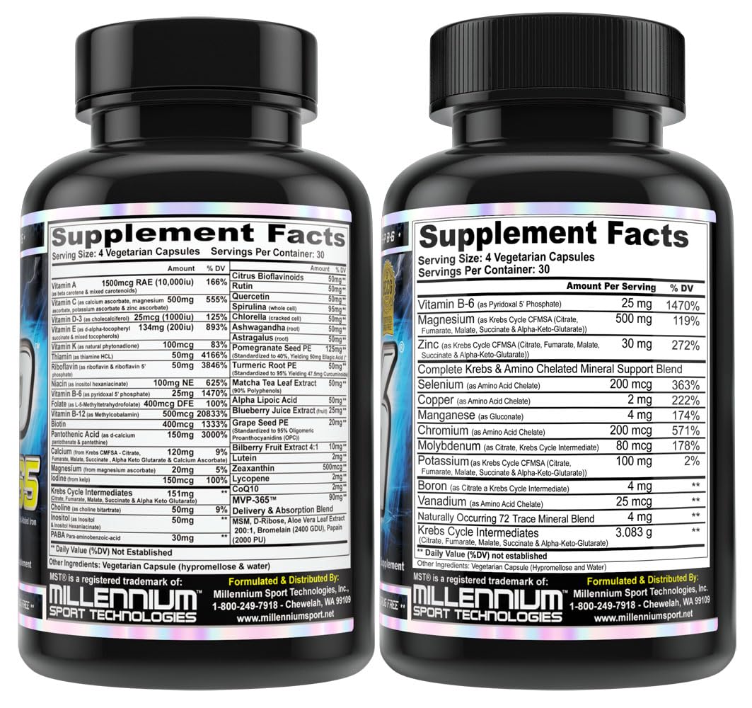 MST Foundation Stack, ZMK Nighttime Multi-Mineral, 120 V-Caps and MVP-365 Premium Multiple Vitamin, 1000iu Vitamin D3, 120 V-Caps, BSCG Certified Drug Free Millennium Sport Technologies MSTBuy Supplements Australia