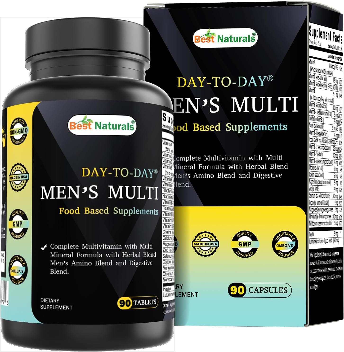 Best Naturals Day-to-Day Men's Multivitamin Food Based Supplement with Vitamin A, L-Arginine, L-Glutamine, L-Lysine- 90 Tablets Best NaturalsBuy Supplements Australia