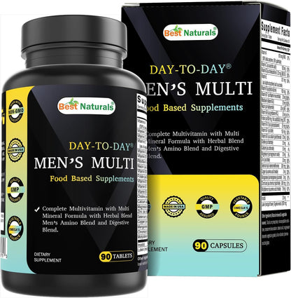 Best Naturals Day-to-Day Men's Multivitamin Food Based Supplement with Vitamin A, L-Arginine, L-Glutamine, L-Lysine- 90 Tablets Best NaturalsBuy Supplements Australia