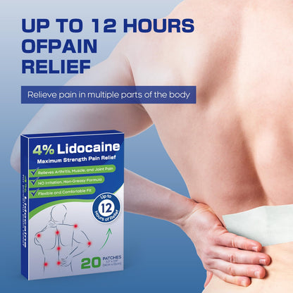 Uposiut 4% Lidocaine Patches - 20 Count Maximum Strength Lidocaine Patches, 10 Packs of 2 Patches for Muscle Pain Relief in The Neck, Shoulders, Back, Knees, and Anks, 12 Hour Pain Relief-012345 UposiutBuy Supplements Australia