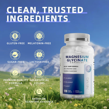 iMATCHME Magnesium Glycinate 850mg Capsules with L-Theanine, Chamomile & GABA for Sleep, Calmness, Muscle, Bone Health & Immune Support, Magnesium for Women and Men,