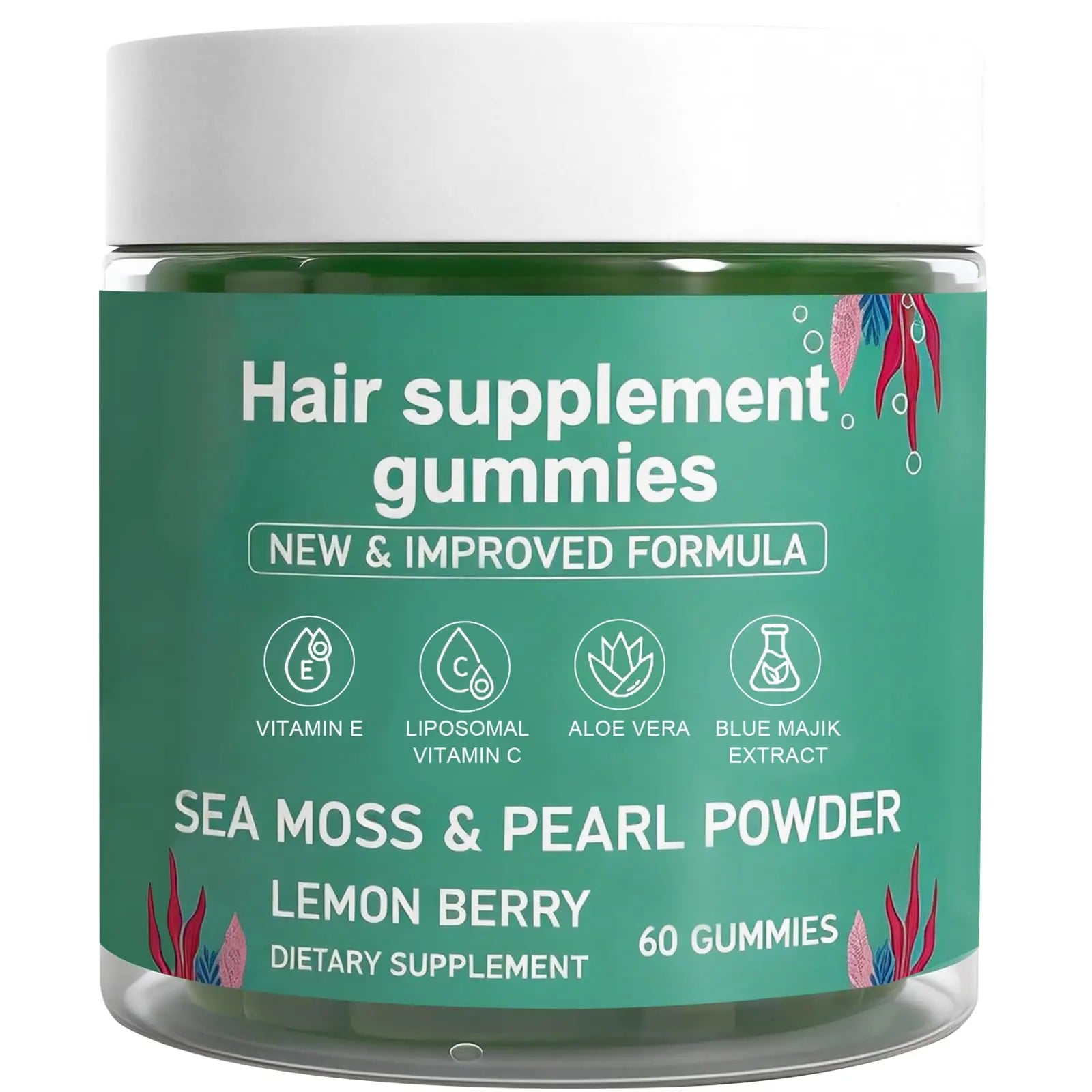 YATIME Hair Loss Gummies,Sea Moss Gummies with Vitamin C, Vitamin E, Aloe Vera, Pearl Powder Support Faster Hair Growth YATIME