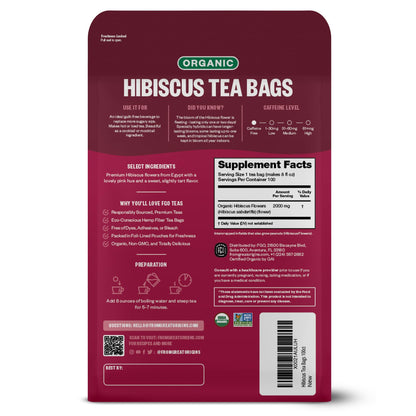 FGO Organic Hibiscus Tea, Eco-Conscious Tea Bags, 100 Count, Packaging May Vary FGOBuy Supplements Australia