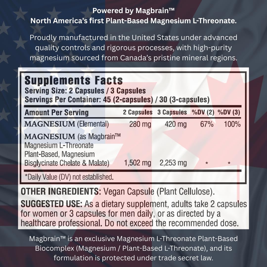 Kappa Nutrition Powered by Magbrain™ Magnesium L-Threonate Plant-Based, 90 Vegan Capsules, 420mg Elemental Magnesium (3 Capsules) from 2,253mg, Brain, Sleep & Muscle Support. KAPPA NUTRITIONBuy Supplements Australia