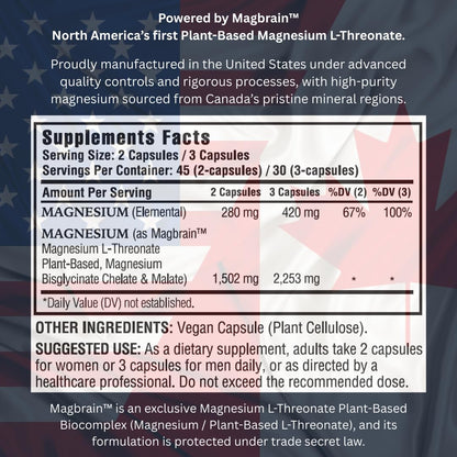 Kappa Nutrition Powered by Magbrain™ Magnesium L-Threonate Plant-Based, 90 Vegan Capsules, 420mg Elemental Magnesium (3 Capsules) from 2,253mg, Brain, Sleep & Muscle Support. KAPPA NUTRITIONBuy Supplements Australia