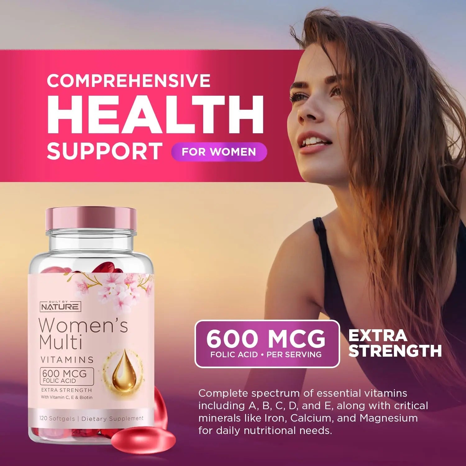 Built by Nature Vitamins for Women – Women's Complete Daily Multivitamin Supplement with A, B, C, D, E, Iron, Calcium, Magnesium and Multi Minerals Built by NatureBuy Supplements Australia