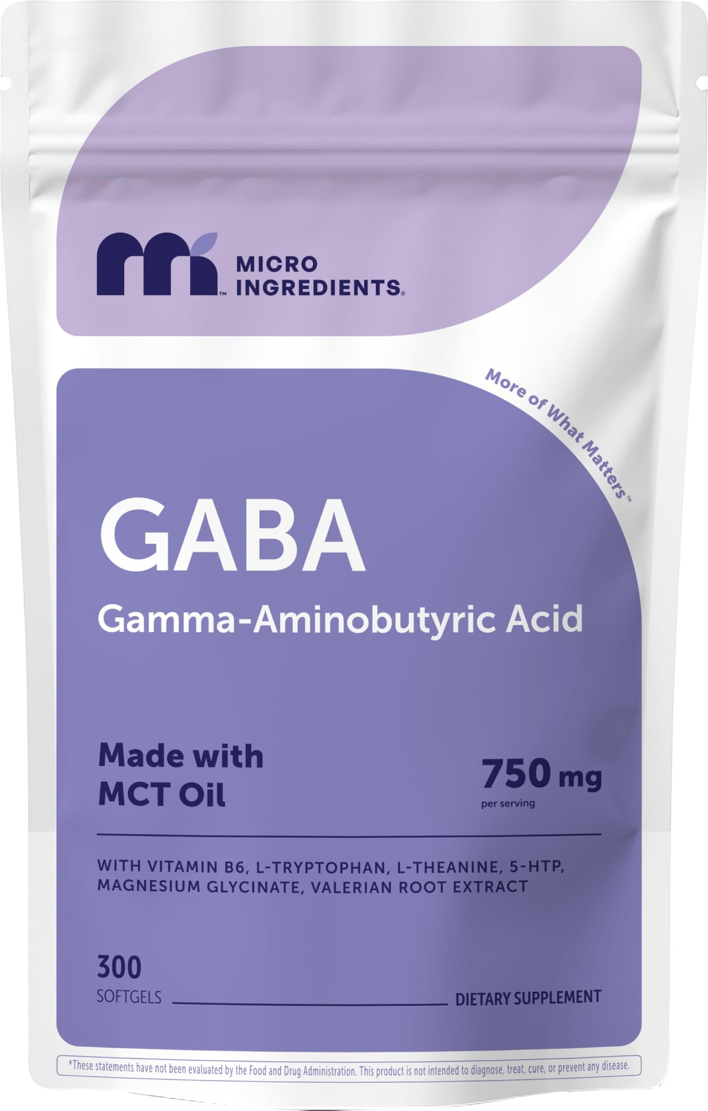 Micro Ingredients GABA 750 mg with MCT Oil, 300 Softgels | Gamma Aminobutyric Acid with Vitamin B6, 5-HTP, L-Theanine, L-Tryptophan & Magnesium Glycinate | Non-GMO, cGMP Manufactured Micro IngredientsBuy Supplements Australia
