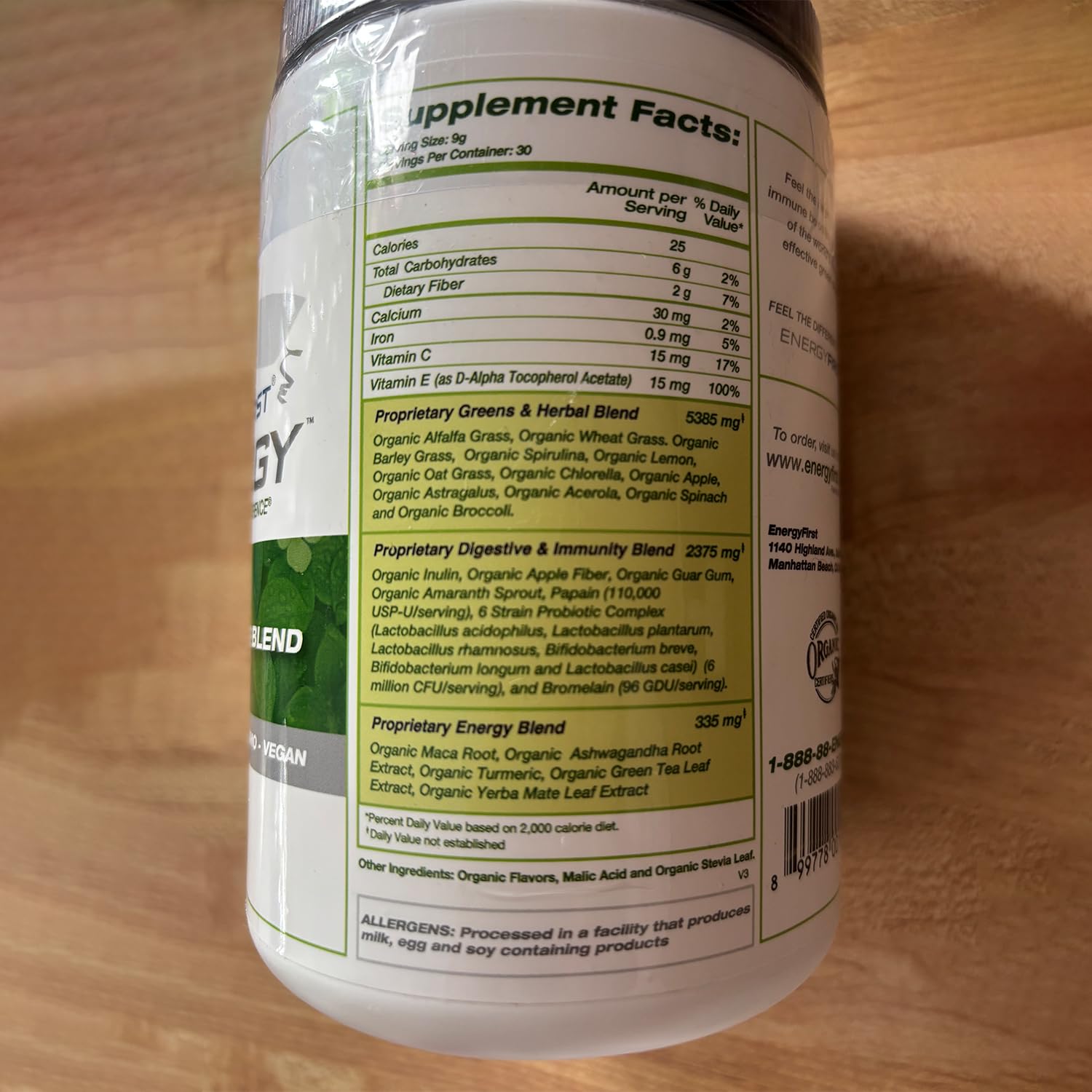 EnergyFirst Energize and Detoxify Greenergy Organic Superfood Powder - Vegan, Gluten-Free, Sugar-Free, Non-GMO - 30 Servings for Daily Energy & Immunity Boost! EnergyFirstBuy Supplements Australia