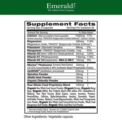 EMERALD LABS Osteo Bone Health - Immune Support & Bone & Joint Supplement with Vitamin D3, K2, Calcium, Magnesium, OptiMSM, Meriva Phytosome & More - 180 Vegetable Capsules EMERALD LABSBuy Supplements Australia