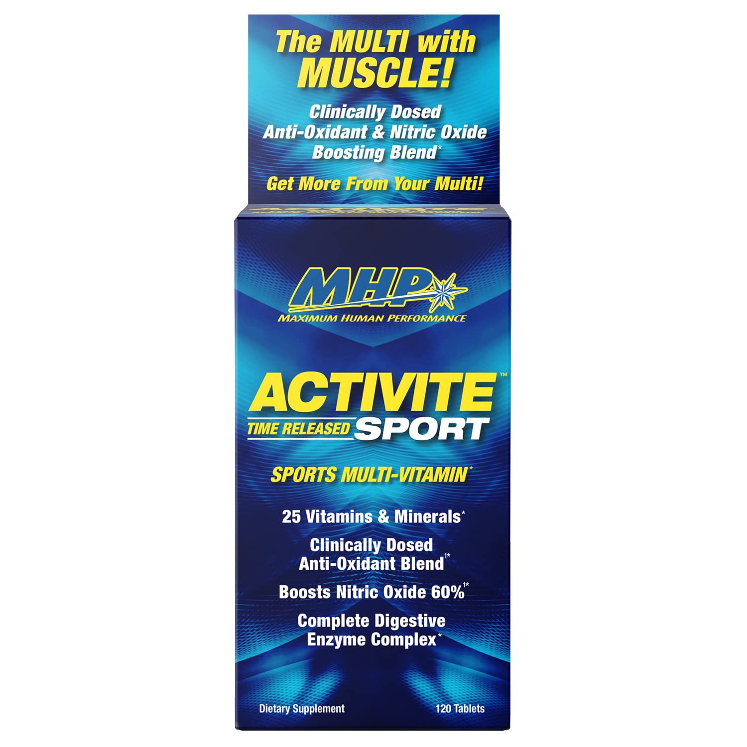 MHP Activite Sport Multi Vitamin, 25 Vitamins and Minerals, Nitric Oxide Booster, Digestive Enzymes, Antioxidants, 120 Tablets Maximum Human PerformanceBuy Supplements Australia