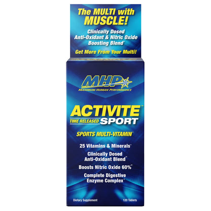 MHP Activite Sport Multi Vitamin, 25 Vitamins and Minerals, Nitric Oxide Booster, Digestive Enzymes, Antioxidants, 120 Tablets Maximum Human PerformanceBuy Supplements Australia