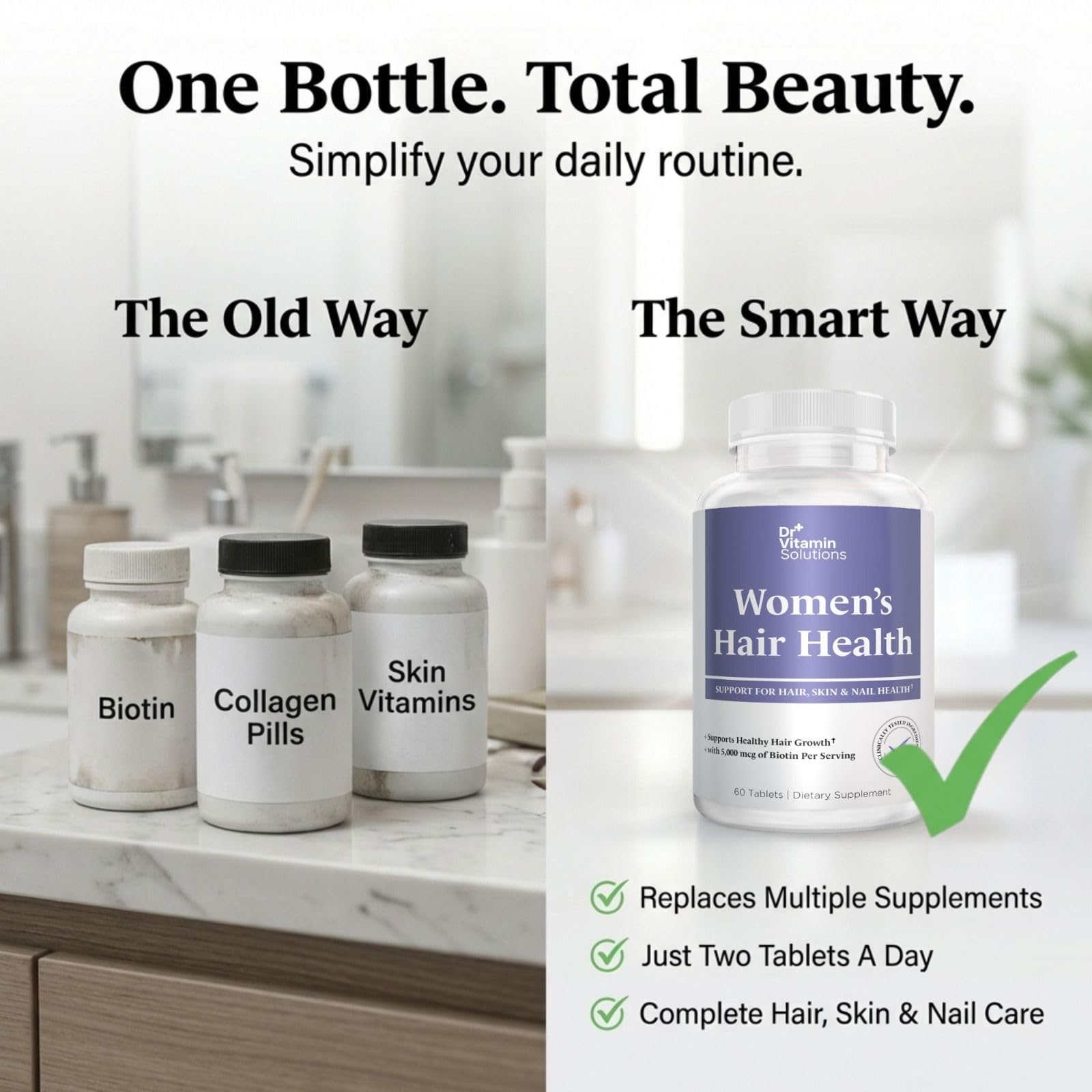 Dr Vitamin Women's Hair Health - Hair, Skin & Nails Support with Biotin & Collagen - 60 Tablets DR VITAMIN SOLUTIONSBuy Supplements Australia